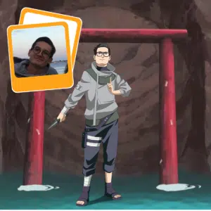 Anime-inspired portrait art drawing, stylized naruto style, with smooth, clean lines.