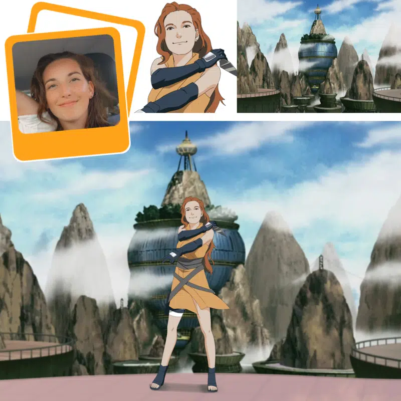 Custom anime portrait drawing, stylized naruto style, showcasing dynamic lines.