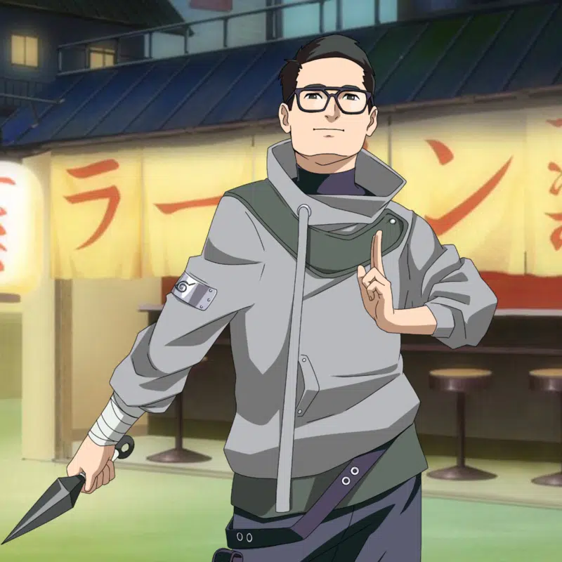Custom anime portrait drawing of a person, detailed naruto style, with bold color schemes.