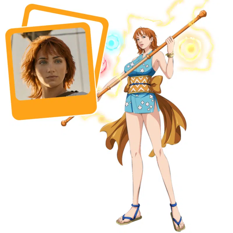Personalized anime portrait drawing, playful one piece style, capturing the essence of the character.