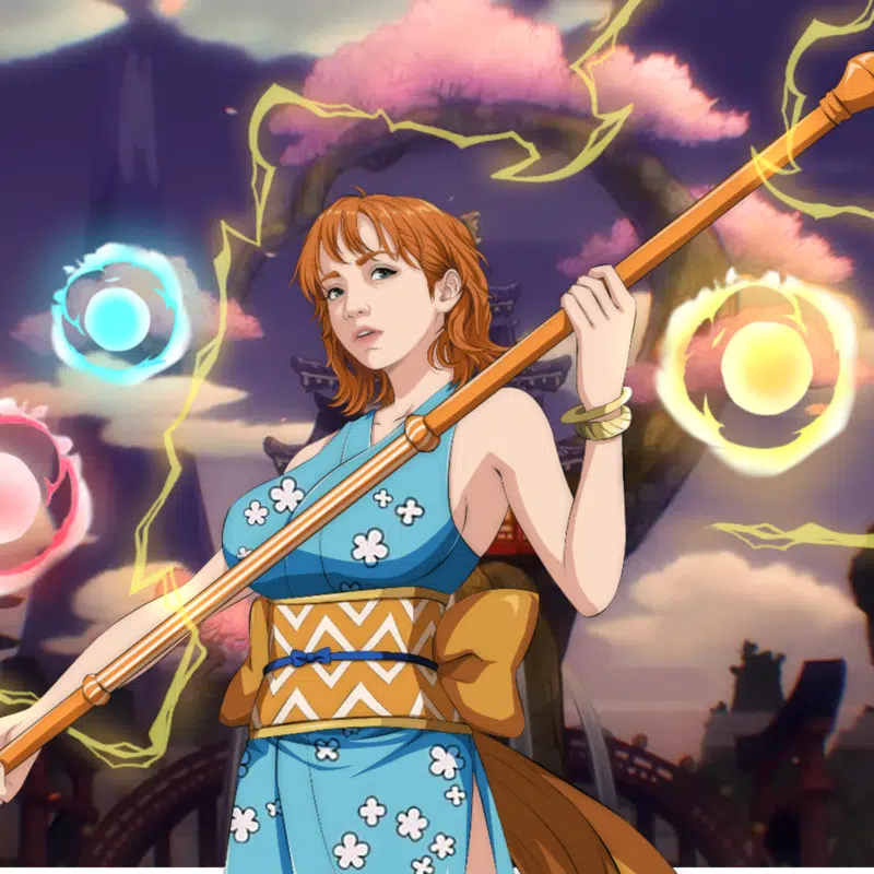 Custom anime portrait drawing, stylized one piece style, in a dynamic and expressive style.