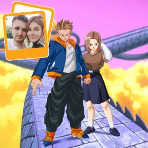 Personalized anime portrait drawing, smooth dragon ball style, showcasing dynamic lines.
