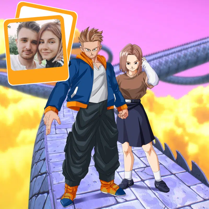 Personalized anime portrait drawing, smooth dragon ball style, showcasing dynamic lines.