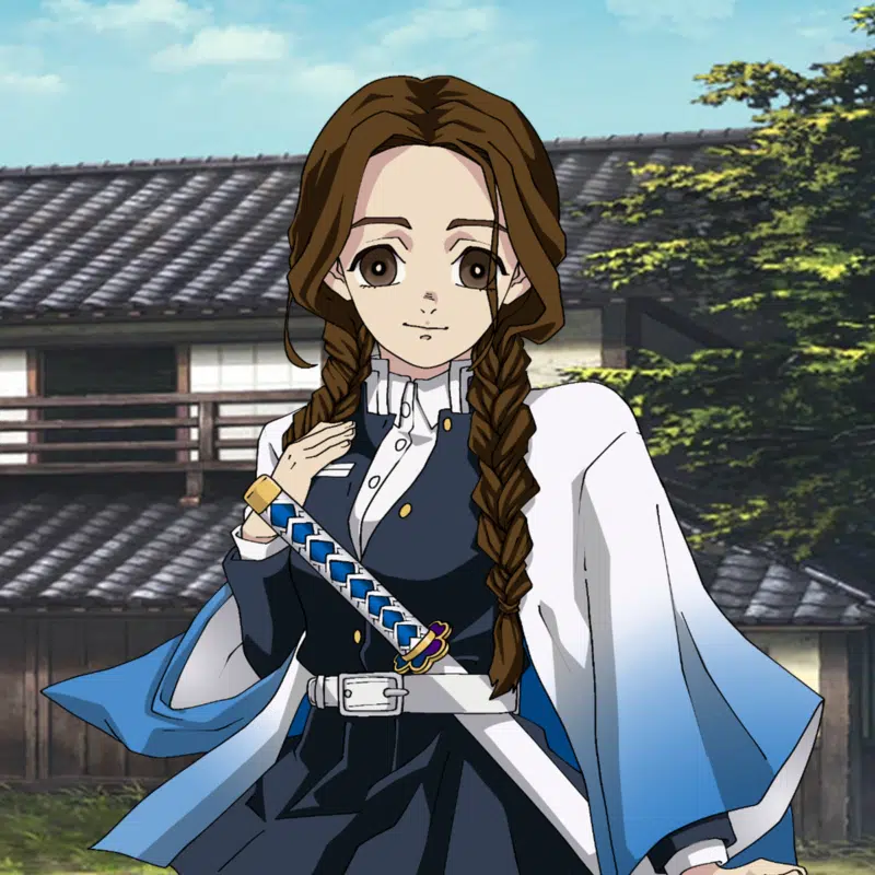 Custom anime portrait drawing of a person, smooth demon slayer style, with bold color schemes.