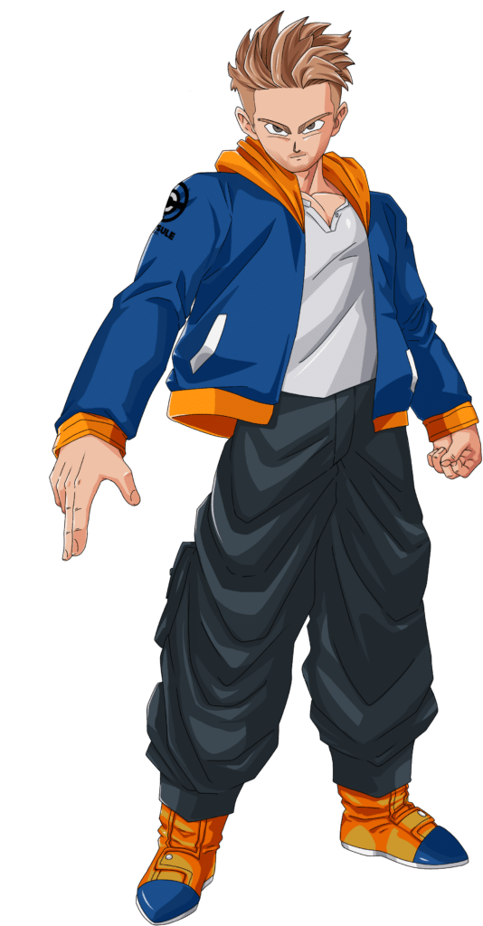 Anime-style portrait illustration, modern dragon ball style, in an action-packed pose.