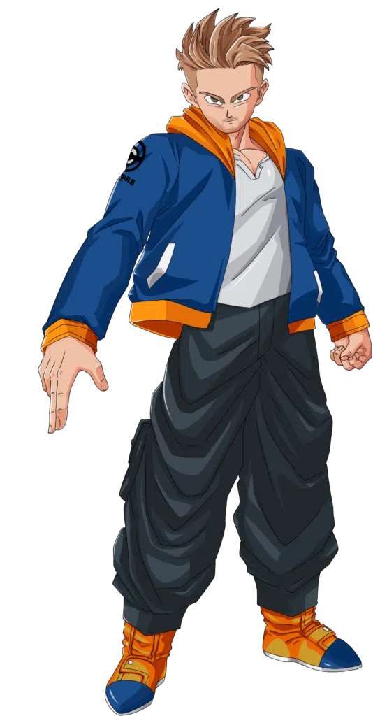 Anime-style portrait illustration, modern dragon ball style, in an action-packed pose.