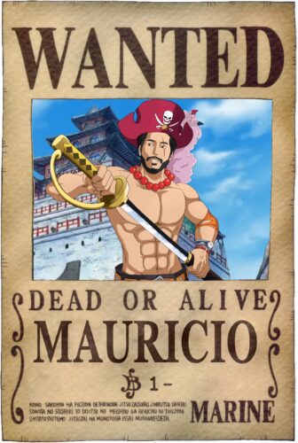 Custom anime portrait drawing, modern one piece wanted poster style, showcasing dynamic lines.