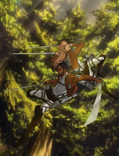 Anime-inspired portrait art drawing, expressive attack on titan style, capturing the essence of the character.