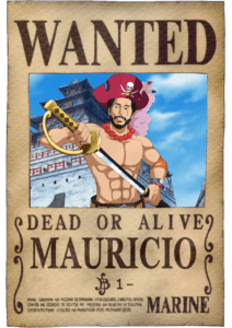 Custom anime portrait drawing, stylized one piece wanted poster style, in a dynamic and expressive style.