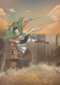 Custom anime portrait drawing, playful attack on titan style, capturing the essence of the character.