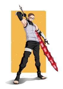 Anime-style portrait illustration, colorful naruto style, with intricate details.