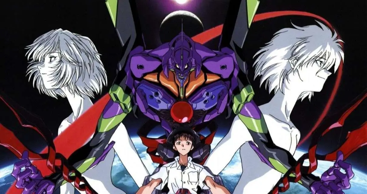 Shinji from Neon Genesis Evangelion in a dark emotional scene